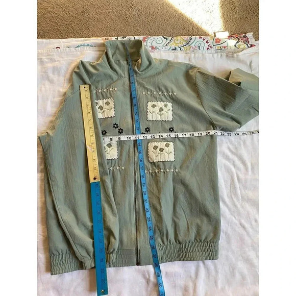 Vintage Logix Floral Embroidery Women Jacket/Wind breakers Oversized S-L Pockets - Picture 2 of 7